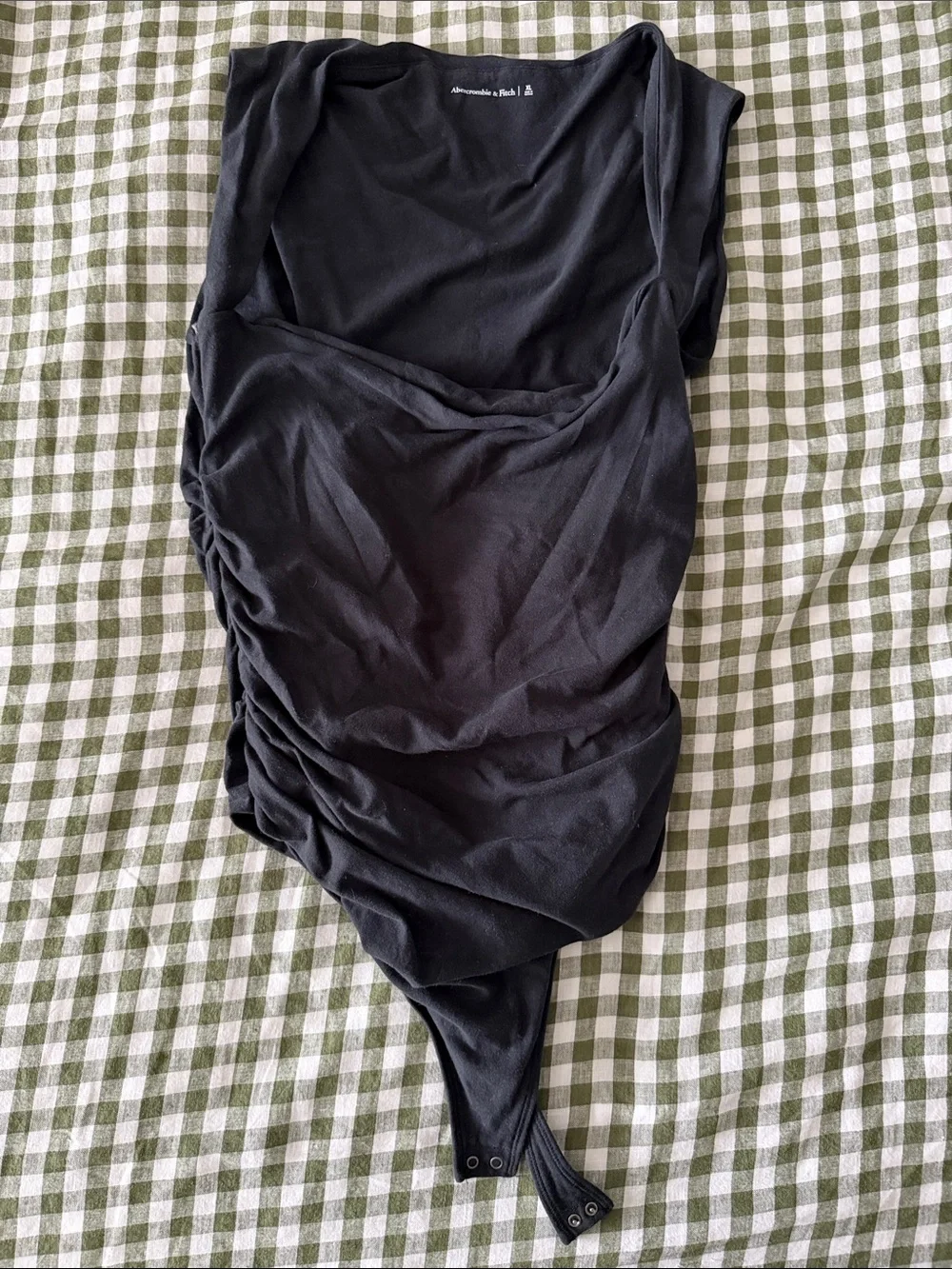 Abercrombie & Fitch Black Ruched Snap-Front Bodysuit - Picture 1 of 4